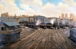 Stoomlocomotieven op York Station, Yorkshire, ca. 1910 door Unbekannt