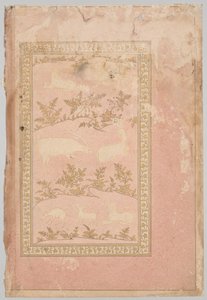 Gestencilde scènes van leeuw en gazelle, ca. 1710 door Unbekannt
