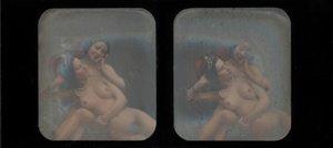 [Stereografisch beeld van twee naakte vrouwen], 1840s
