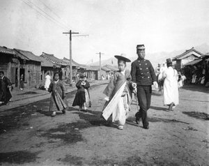 Straatscène, Korea, c1900
