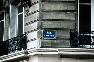 Straatbord, Rue Ampere, Parijs, Frankrijk
