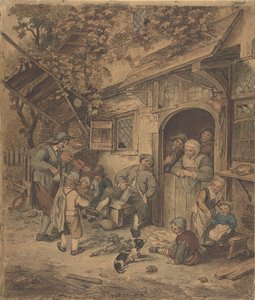 Wandelende Violist bij een Bierhuisdeur, 1625-85 door Unbekannt