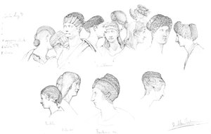 Studies van Romeinse hoofdtooien in het Uffizi Museum, Florence, ca. 1880-1882
