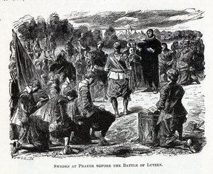 Zweden in gebed voor de Slag bij Lützen, 1882