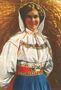 Zweedse vrouw in traditionele klederdracht, ca. 1928 door Unbekannt