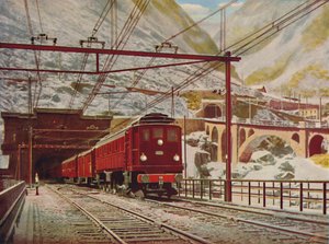 Zwitserse Express verlaat de Grote St. Gotthard Tunnel