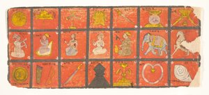 Symbolen van de Chakravartin... een Digambara Manuscript, Mogelijk de Shalibhadra door Unbekannt