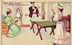 Tafeltennis aan boord van een Red Star Line passagiersschip, 1907 door Unbekannt