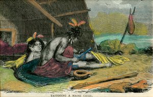 Tatoeëren van een Maori-hoofdman, eind 19e eeuw door Unbekannt
