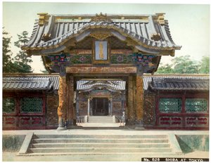 Tempelpoort, Shiba, Tokio, Japan, begin 20e eeuw door Unbekannt