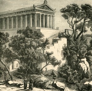 Tempel van Poseidon in Kalauna, 1890 door Unbekannt