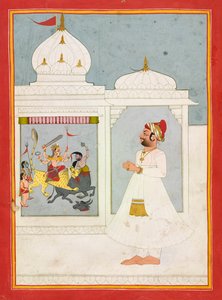 Thakur Ajit Singh aanbidt de Godin, gedateerd 1817 door Unbekannt