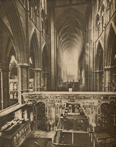 Het grote interieur van de abdij: Kijkend naar het westen vanuit de kapel van de belijder, ca. 1935 door Unbekannt