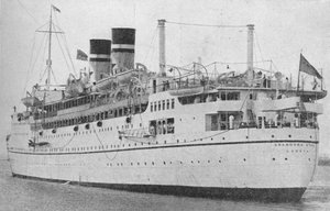 De Arandora Star aan het begin van een vredestijdreis