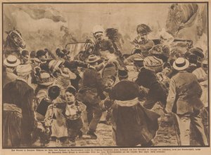 De Moord op Aartshertog Franz Ferdinand van Oostenrijk en zijn vrouw in Sarajevo, 28 juni 1914 door Unbekannt