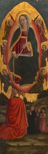 De tenhemelopneming van de Maagd met heiligen van een Augustijns altaarstuk, 1450-75 door Unbekannt