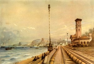 De atmosferische spoorweg bij Dawlish