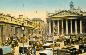 De Bank of England en Royal Exchange, Londen, c1910 door Unbekannt