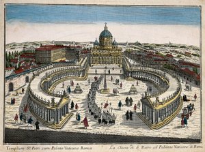 De Basiliek en het Sint-Pietersplein in het Vaticaan. door Unbekannt