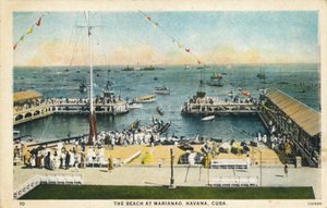 Het strand van Marianao, Havana, Cuba, ca. 1910