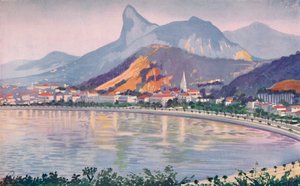 Het Botafogo-gedeelte van de Baai-avenue van Rio, met uitzicht op de Corcovado-berg, 1914