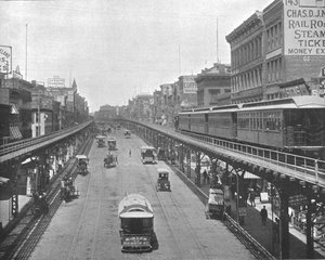 The Bowery, noordwaarts kijkend, New York, VS, ca. 1900 door Unbekannt