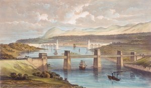 De Britannia Buisbrug, Menai Straat, Wales, c1850