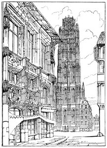 De kathedraaltoren, Rouen, 1835 door Unbekannt