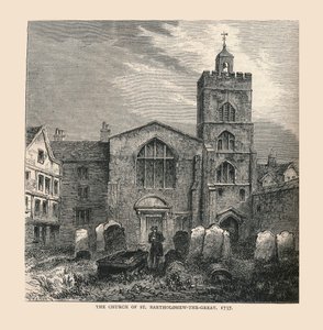 De kerk van St. Bartholomew-the-Great, 1737