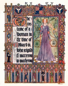 Het kostuum van een vrouw in het bewind van Edward III