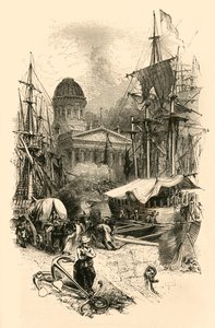Het Douanehuis, Liverpool, midden 19e eeuw