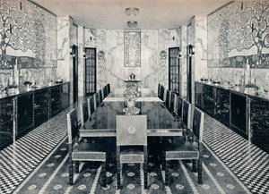 De eetkamer van het Stocletpaleis, Brussel, België, ca. 1914