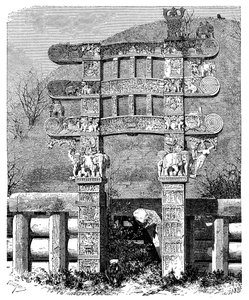 De Oostpoort van de Sanchi Tope, India, 1895 door Unbekannt
