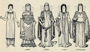 De galerij van Britse kostuums: De kleding die mensen droegen in de Normandische tijd, c1934