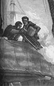 Het Gatling Kanon zoals gebruikt in de Britse Marine, ca. 1880 door Unbekannt