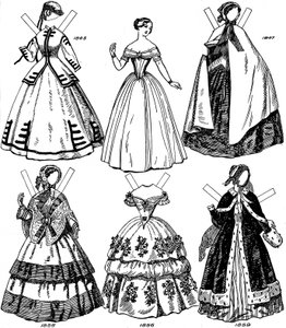 De Grote Galerij van Britse Kostuums: Enkele Vrouwenmode van 1843 tot 1893, c1934 door Unbekannt