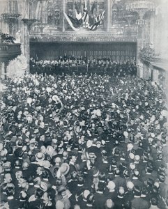 De grote wervingsbijeenkomst in de London Guildhall, 1914