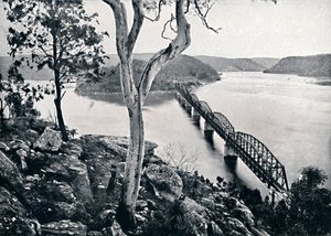 De Hawkesbury-rivier en brug, ca. 1900 door Unbekannt