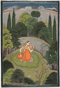 De Heldin Die Angstig Wacht op Haar Afwezige Geliefde Utka Nayika, ca. 1760-1765