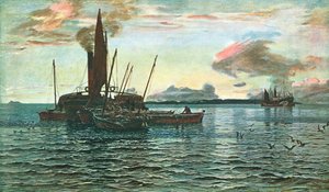 De haringmarkt op zee bij Loch Fyne, Argyll, 1884, ca. 1902 door Unbekannt