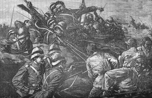 De Highland Brigade bestormt de loopgraven bij Tel-El-Kebir, c1882