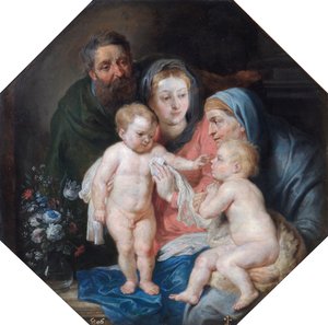 De Heilige Familie met St. Elizabeth en St. Johannes door Unbekannt