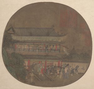 De onsterfelijke Lü Dongbin verschijnt boven het Yueyang Paviljoen, laat 13e-vroeg 14e eeuw door Unbekannt