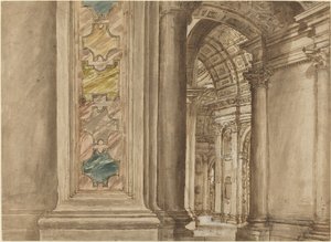 Het interieur van de Sint-Pietersbasiliek, Rome door Unbekannt