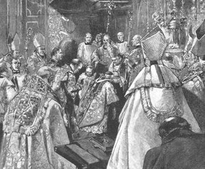 De investituur van aartsbisschop Vaughan...in de Brompton Oratory, 16 augustus 1892, 1901 door Unbekannt