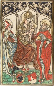 De Madonna en Kind op de troon, met heiligen Corbinian en Sigismund door Unbekannt