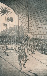 De Mangbattu koning Munsa danst voor zijn vrouwen en krijgers, ca. 1870, 1903 door Unbekannt