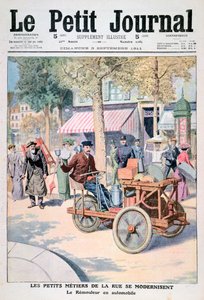 De modernisering van de straatverkopers: de messenslijper auto, 1911 door Unbekannt