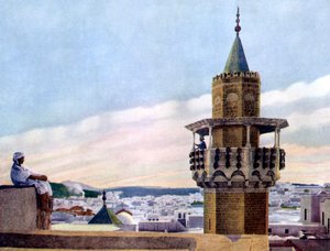 De Muezzin in zijn Minaret roept de Gelovigen tot Gebed, 1926