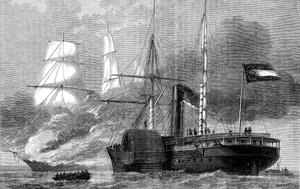 De Nashville vernietigt een federale koopvaarder, Amerikaanse Burgeroorlog door Unbekannt